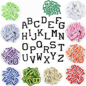 Parches de letras, letras para planchar, parche del alfabeto, parches universitarios para coser, apliques de nombre bordados, 5 cm, multicolor