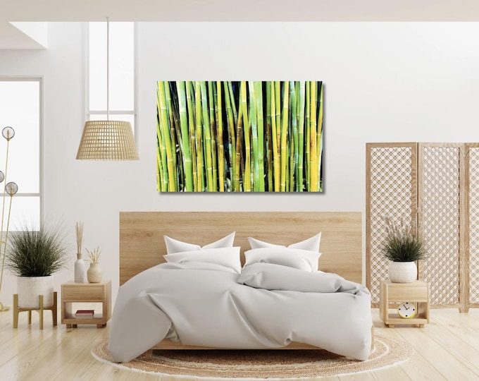 Green Bamboo Wall Art – Tropical Nature Photography Print – Zen Botanical Canvas – Modern Jungle Decor – Eco-Inspired Wall Accent - Spa -