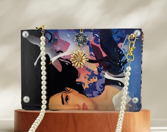 Rush of Wings Book Purse: Handmade Literary Clutch with Pearl Handle