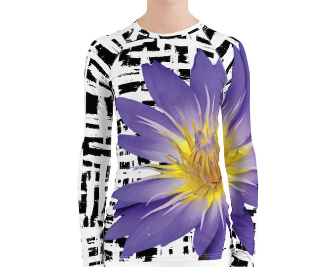 Women's Rash Guard- Beautiful Purple Water Lily
