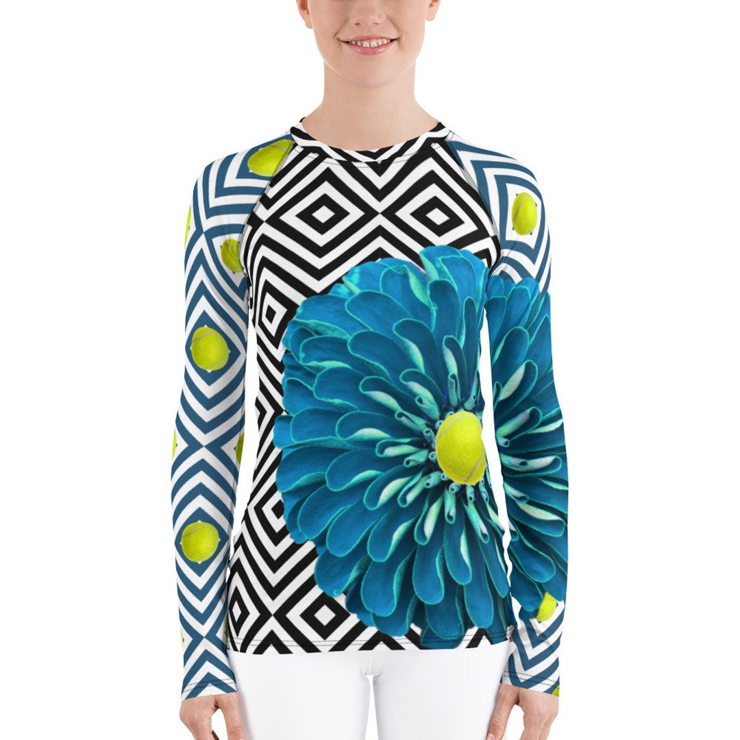 Turquoise Rash Guard Women's UPF 40 Rash Guard: Turquoise Tennis Sun Shirt - Etsy