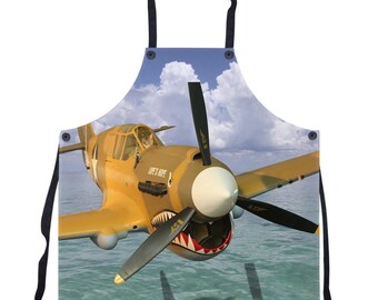 Airplane Graphic Apron: Poly Twill with Black Straps