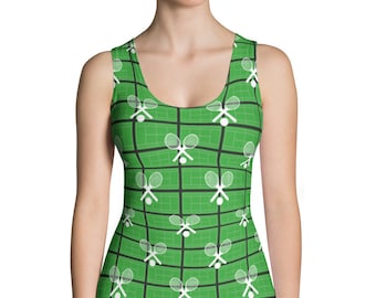 Tennis Tank Top: Sublimation Cut & Sew, Green Court Theme