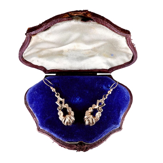 Antique Victorian 9K Yellow Gold Drop Earrings
