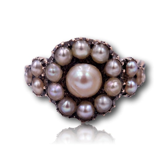 Antique Victorian Pearl Gold Cluster Ring Size 7 1