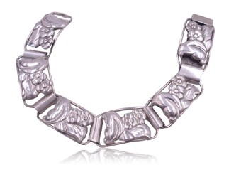 Vintage Schwedischer Stempel 1947 Mid Century Modern Sterling Silber Floral Armband Sten Peterson