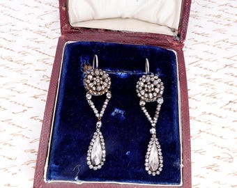 Antique Georgian Cut Steel Drop Earrings circa 1800