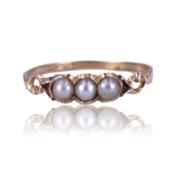 Reserve for Sophie- Final payment  Only- Antique Georgian c. 1820 Pearl and 18K Gold Hoop Ring Size 8