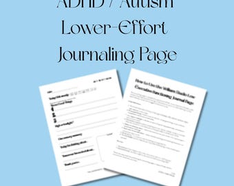 Pagina di diario giornaliero per ADHD e autismo – Stampabile a basso sforzo e neurodivergente per la memorizzazione e l'auto-riflessione