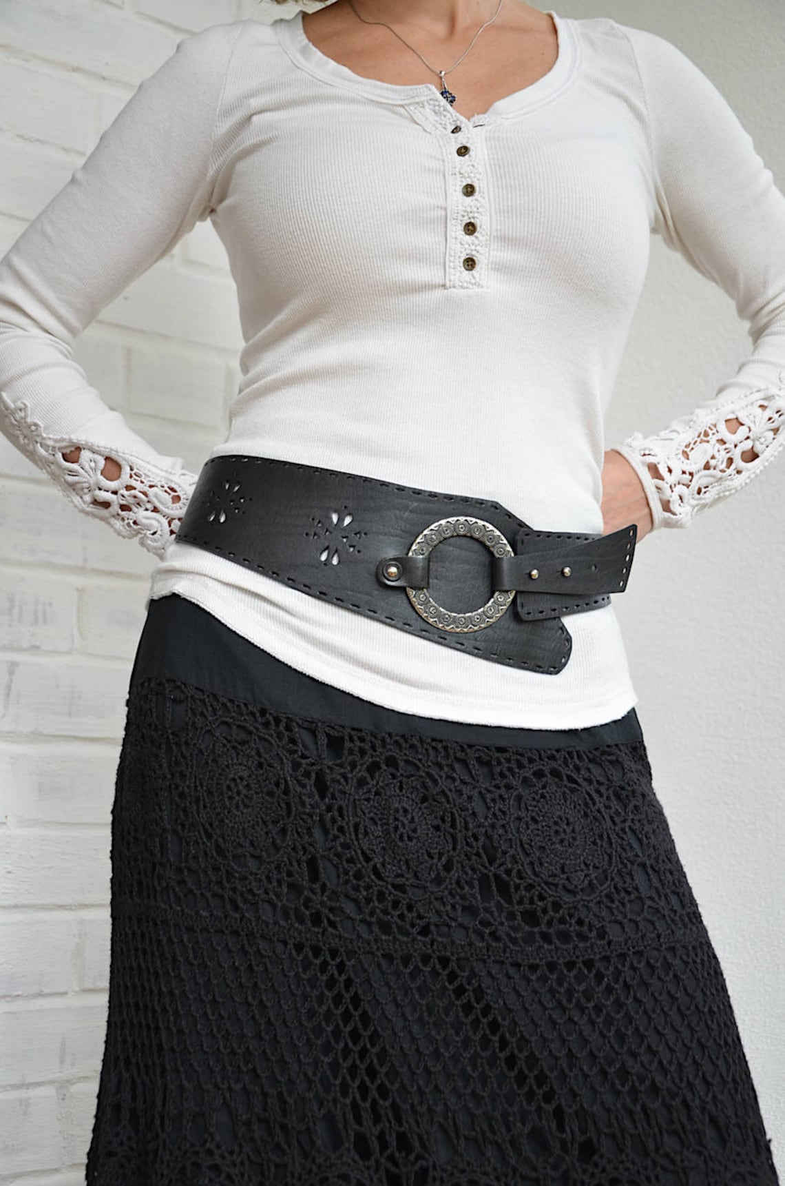 Wide black belt Wide leather belt women Leather hip belt Etsy