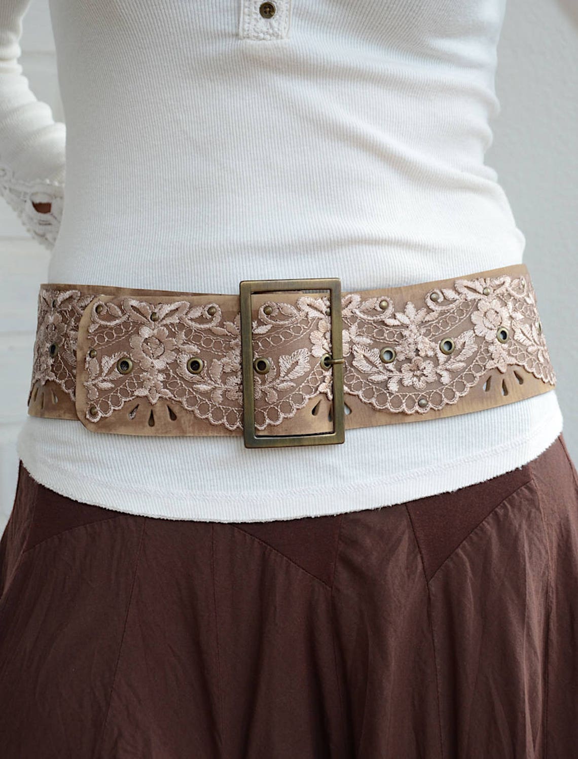 Womens wide leather belt Bohemian bridal belt Leather hip belt Etsy