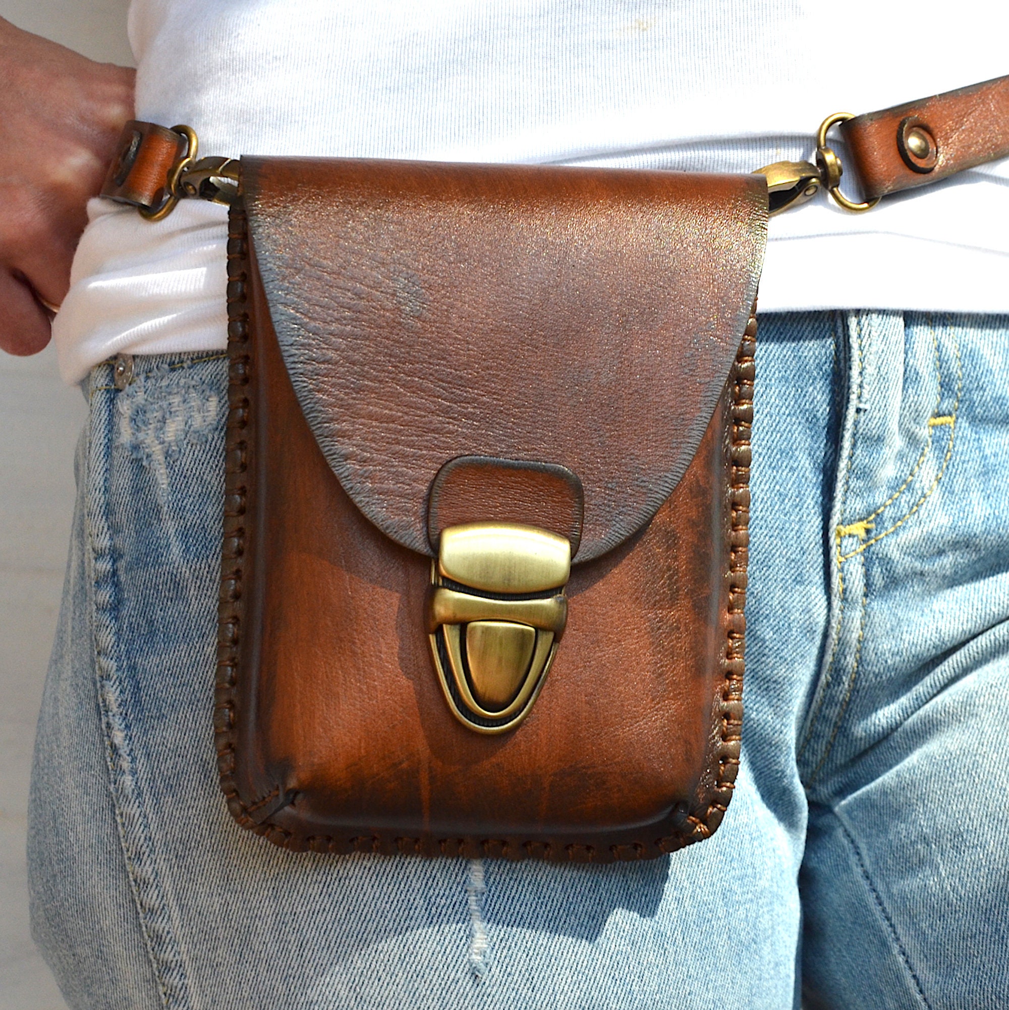 Bolso cinturón de cuero Soporte de teléfono celular Bolso de Etsy