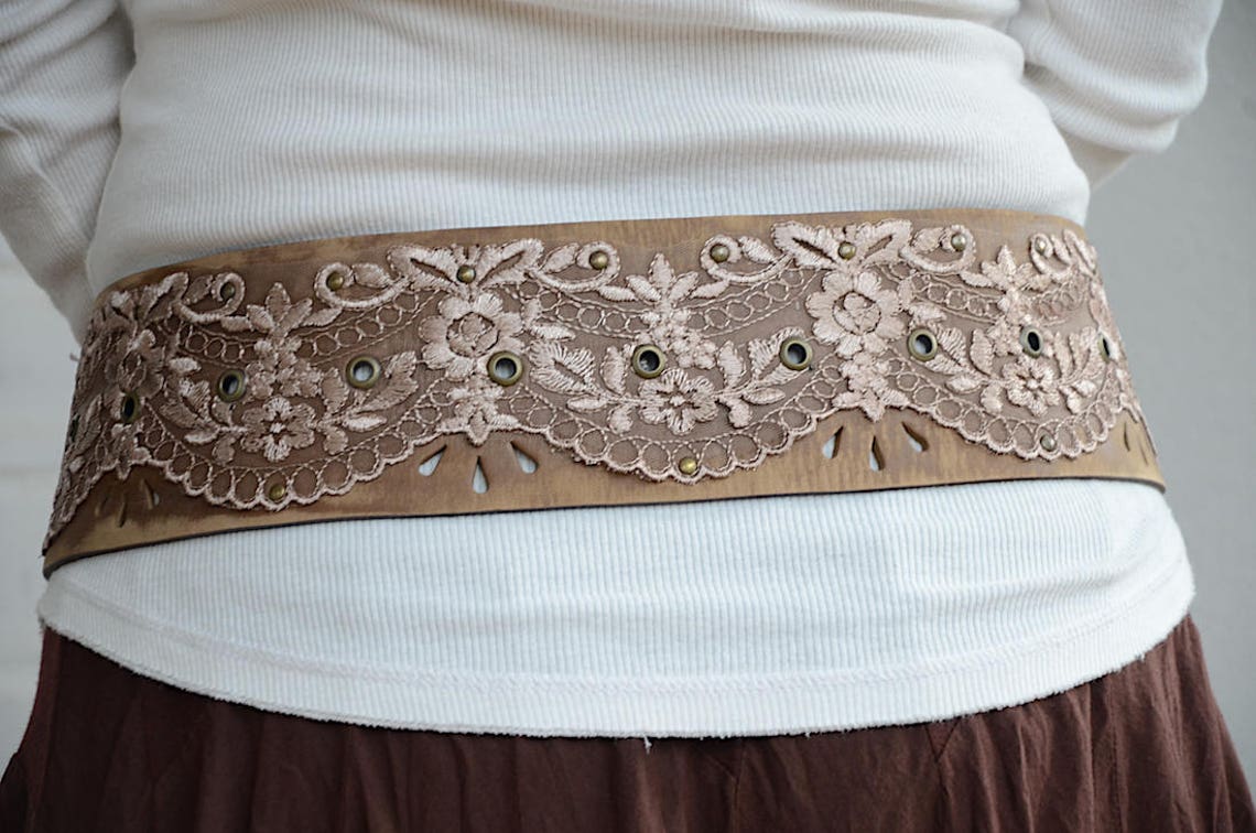 Womens wide leather belt Bohemian bridal belt Leather hip belt Etsy