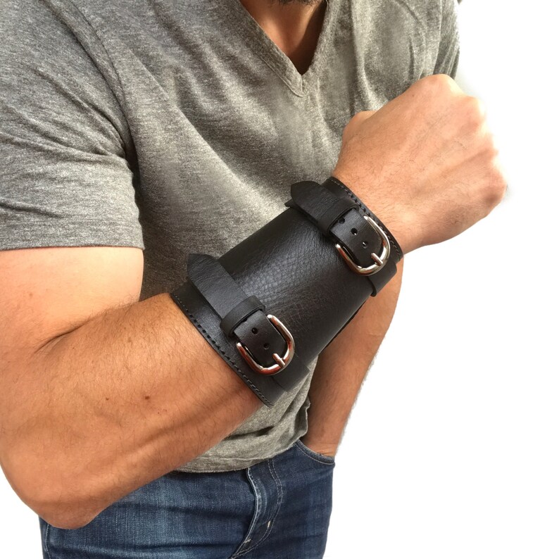 Leather wrist wallet Personalised mens leather cuff Travel Etsy