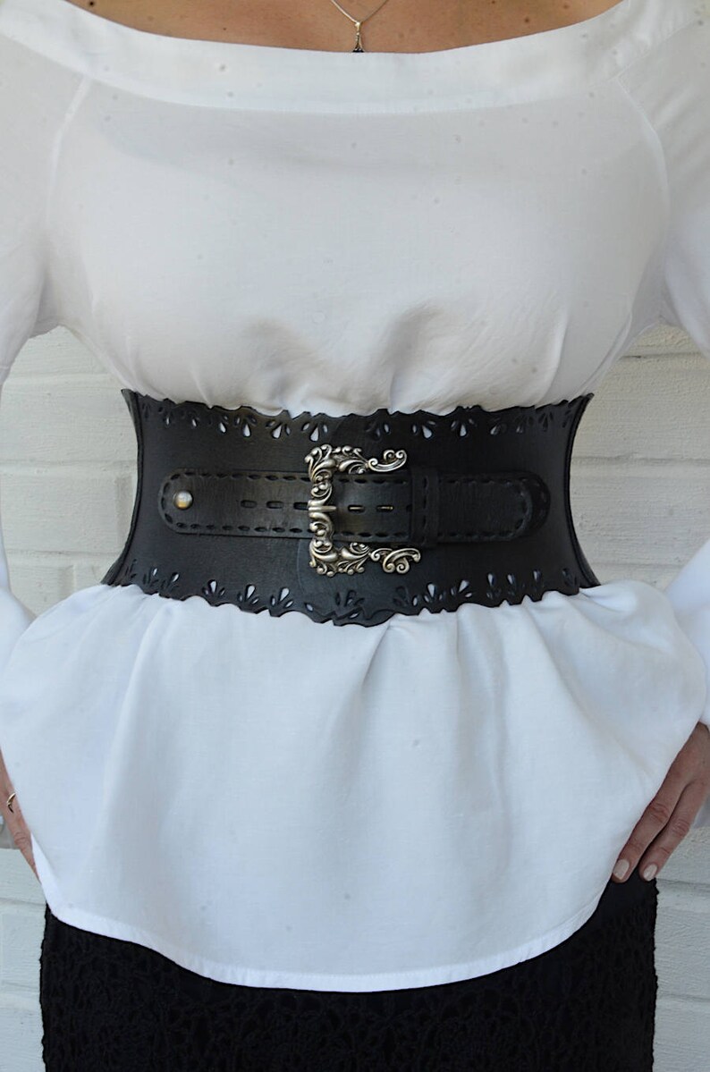 womens black corset belt