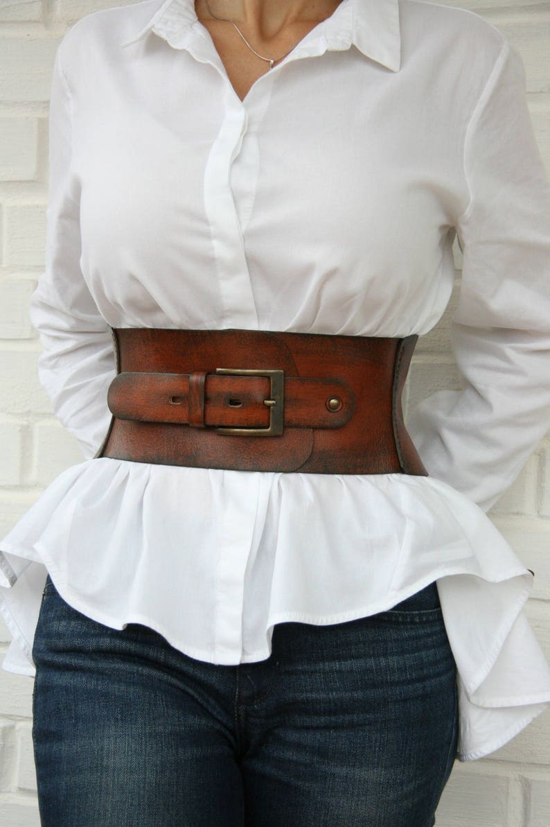 Leather corset belt for women Wide waist belt Western belt Etsy