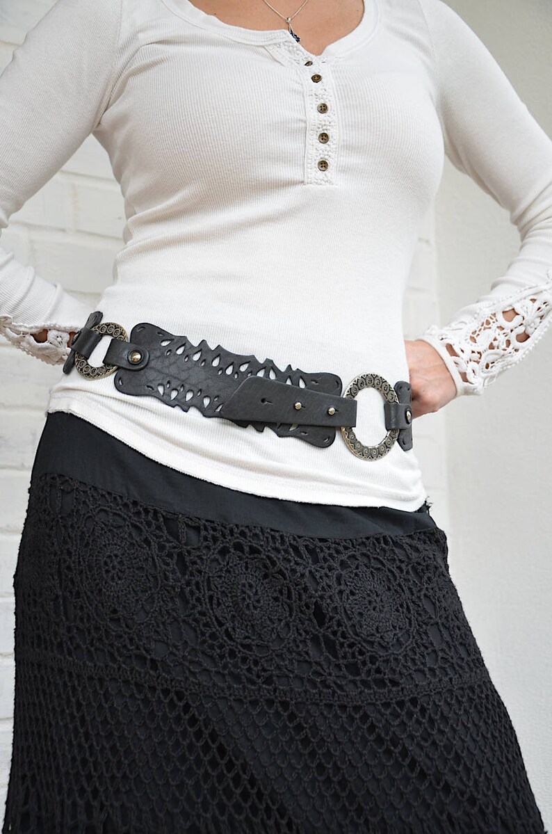 Womens Belt Black Leather Belt for Women Boho Belt Wide Belt Etsy
