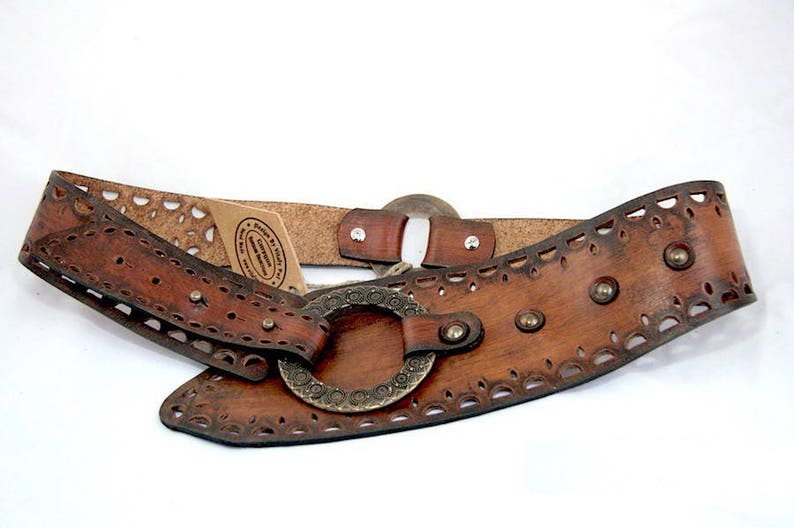 Wide leather belt Womens leather belt Wide belt Bohemian hip | Etsy