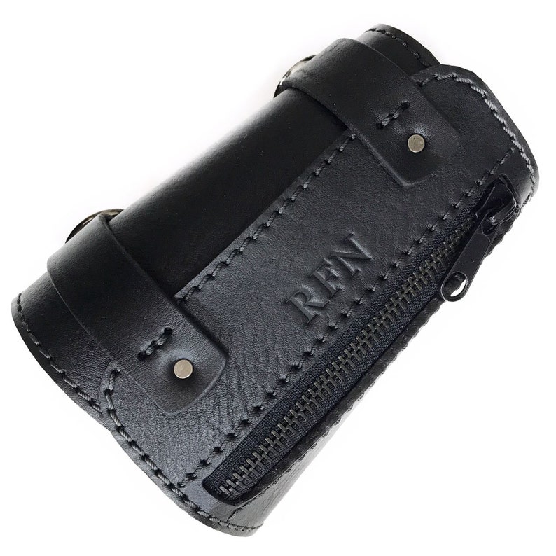 Leather wrist wallet Personalised mens leather cuff Travel Etsy