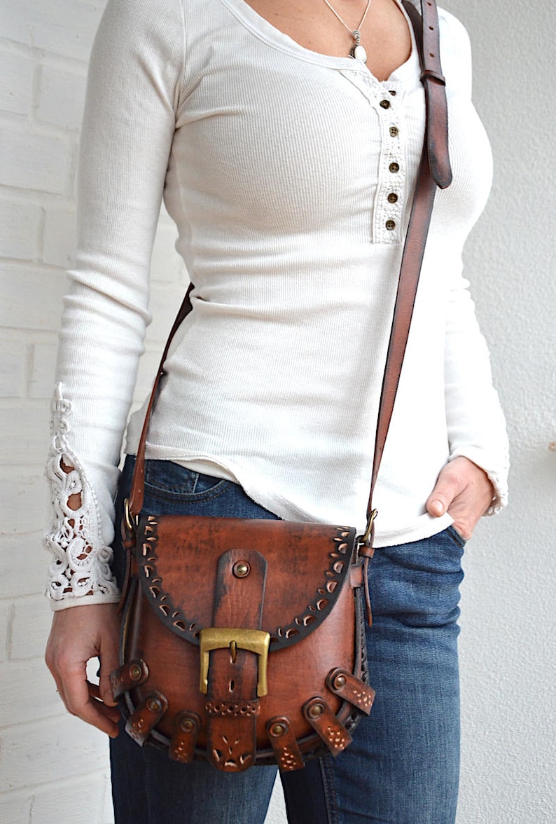 Saddle bag Leather boho bag Women leather cross body purse Etsy
