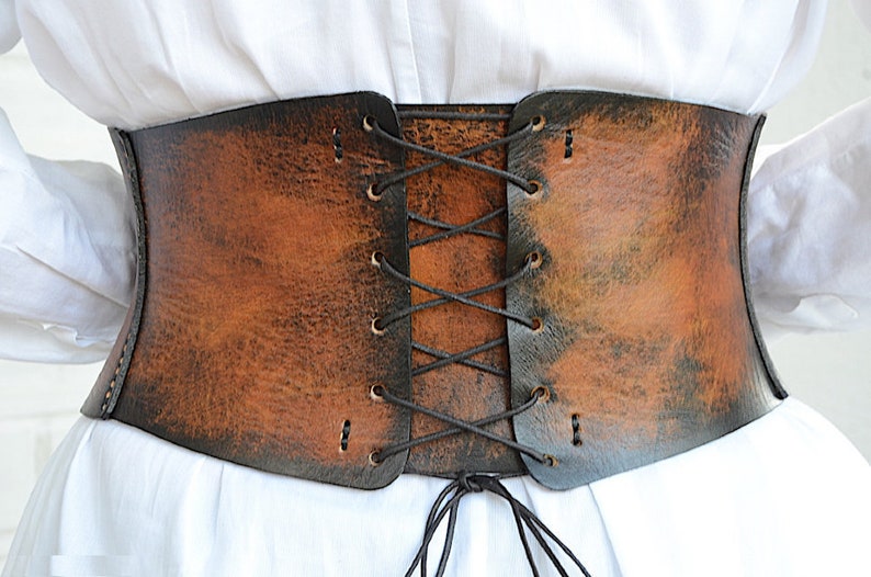 Brown leather corset belt Boho belt Wide waist belt Womens | Etsy