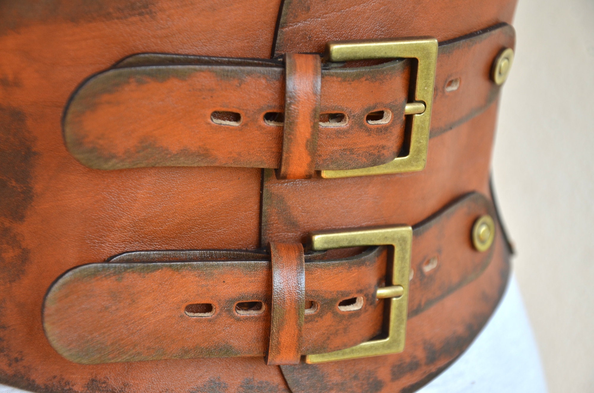 Brown leather waist cincher belt Leather corset belt Extra Etsy