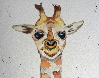 Original Giraffe Nursery Art, Baby Giraffe Painting, Watercolor Jungle Nursery Art, Giraffe Wall Art