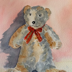 TEDDY BEAR NURSERY Art, Watercolor Teddy Bear Art, Teddy Bear Painting
