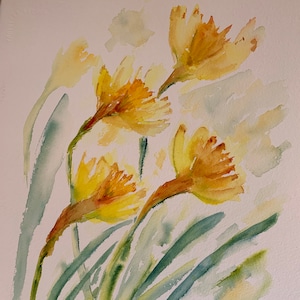 Loose Daffodil Watercolor, Original Daffodil Painting, Loose Daffodil Wall Art