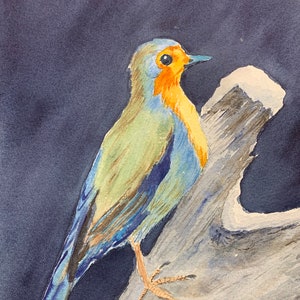 Aquarelle originale d'oiseau, art mural bel oiseau