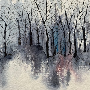 Original Abstract Forest Scene, Abstract Landscape Art, Abstract Watercolor Wall Art