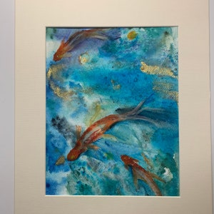 Original Koi Fish Watercolor, Koi Watercolor Painting