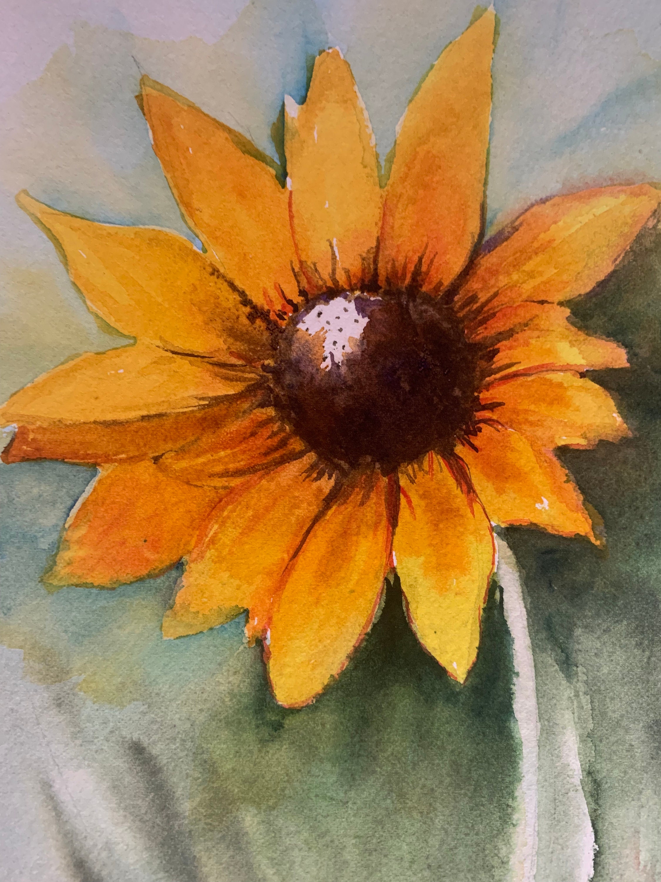 絵画 向日葵 夏の花 開運 水彩 植物 ボタニカルアート watercolor