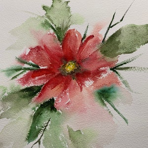 Original Floral Wall Art, Red Floral Watercolor Art, Original Red Floral Painting