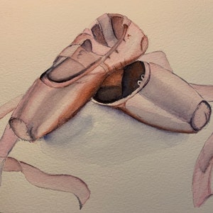Pointe Shoes Watercolor Art, Pointe Shoes Wall Art, Ballet Shoes Painting