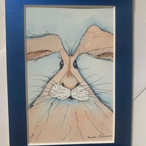 Original Bunny Art Card, Hand Painted Bunny Card, Handmade Easter Card