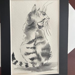 Carte de voeux vierge chat peinte à la main, carte de correspondance vierge chat aquarelle