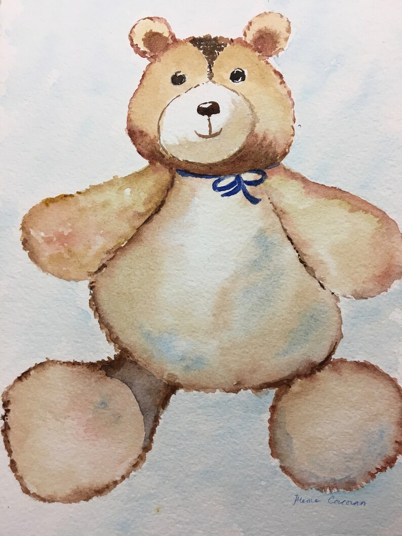 teddy bear watercolor painting