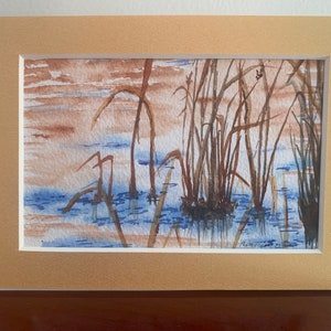 Carte de voeux aquarelle Coastal Reeds, carte de correspondance vierge herbe de plage, carte aquarelle toutes occasions