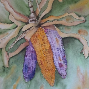 Indian Corn Watercolor Wall Art, Autumn Indian Corn Painting, Fall Watercolor Wall Art