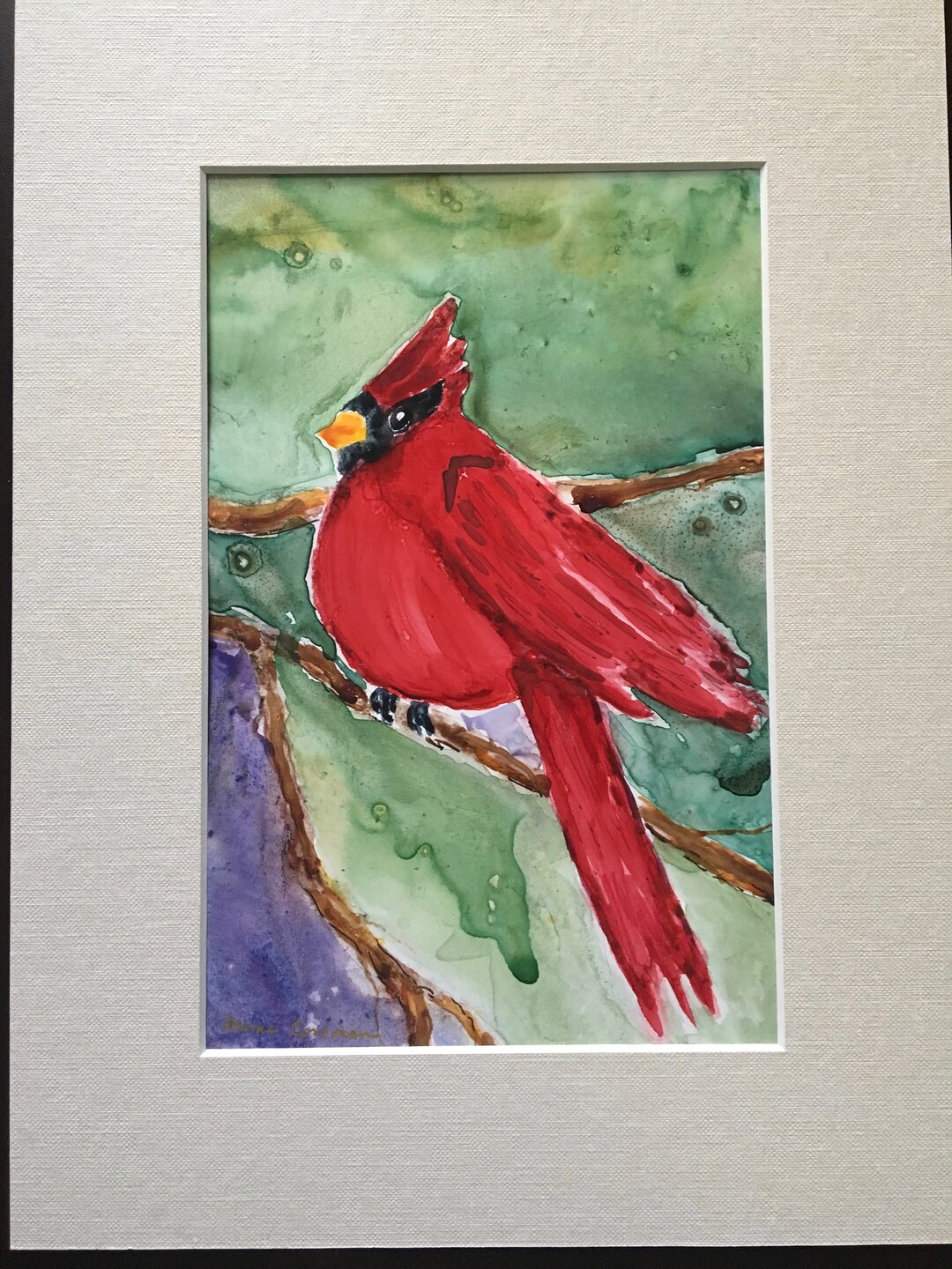 Vibrant Cardinal Painting on Yupo Paper - Unique Alcohol Ink Art ...