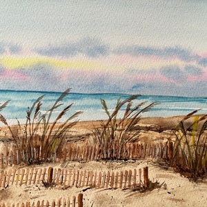 Serene Seascape Watercolor Painting - Beach Wall Art DecorBeach - Ocean View Watercolor Art - Coastal Beach Home Decor