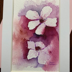 ORIGINAL FLORAL ART, Weißer Hartriegel Blumen Karte, Blumen Aquarell Karte, Hartriegel Notiz Karte