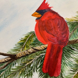 Original Cardinal Watercolor, Cardinal Watercolor Painting, Cardinal Wall Art