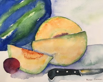 Fruit Still Life, Cantaloupe Still Life, Still Life painting