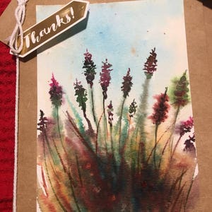 Whimsical Watercolor Thank You Card - Hand Painted Floral Design - Watercolor Thank You Card - Floral Watercolor Greeting Card