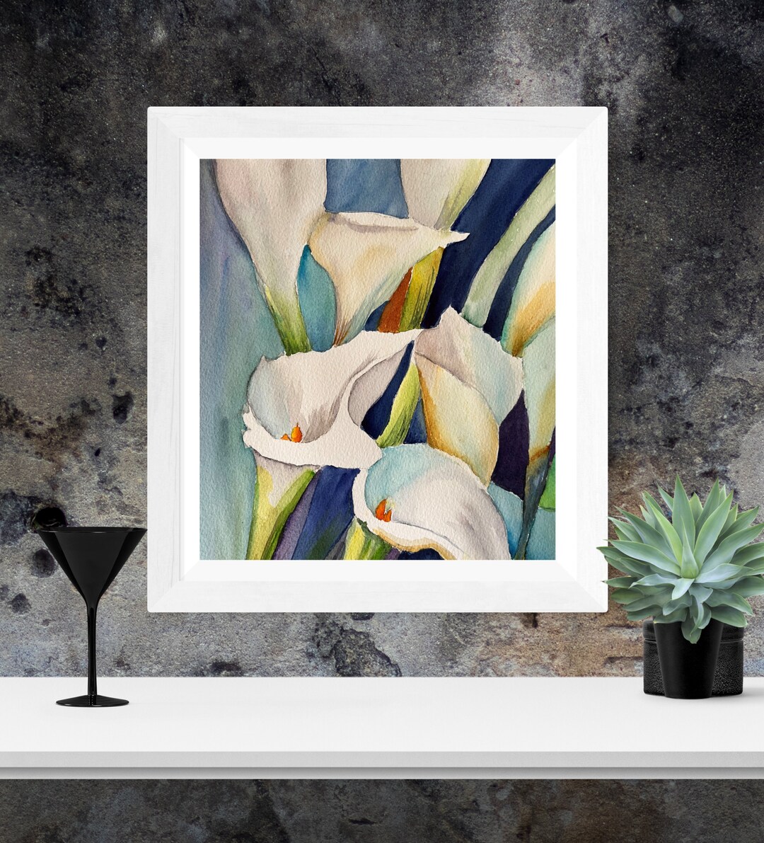 Watercolor Calla Lily Wall Art Floral Watercolor Wall Art Etsy