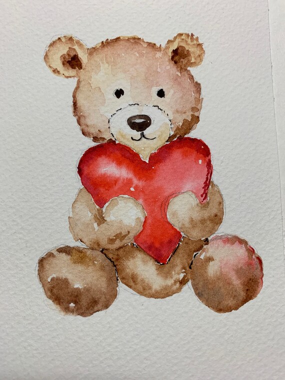 teddy bear watercolor painting