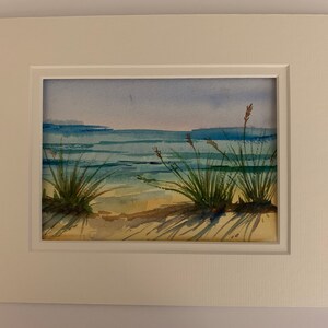 Original Beach Watercolor Painting, Small Hand Painted Beach Watercolor