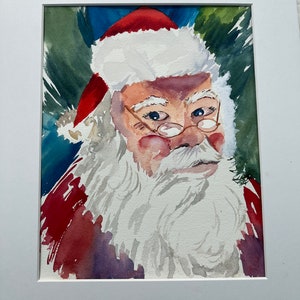 Original Loose Santa Claus Painting, Santa Claus Watercolor Portrait, Saint Nicholas Watercolor Wall Art